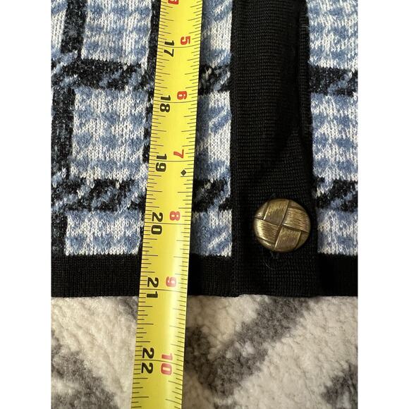 SUNCOO Paris Diane Blue Plaid Knit Boucle Cardigan Jacket Blazer Sz T3 US L - Picture 14 of 14